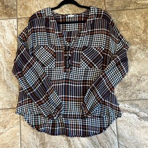 Multi-colored plaid top